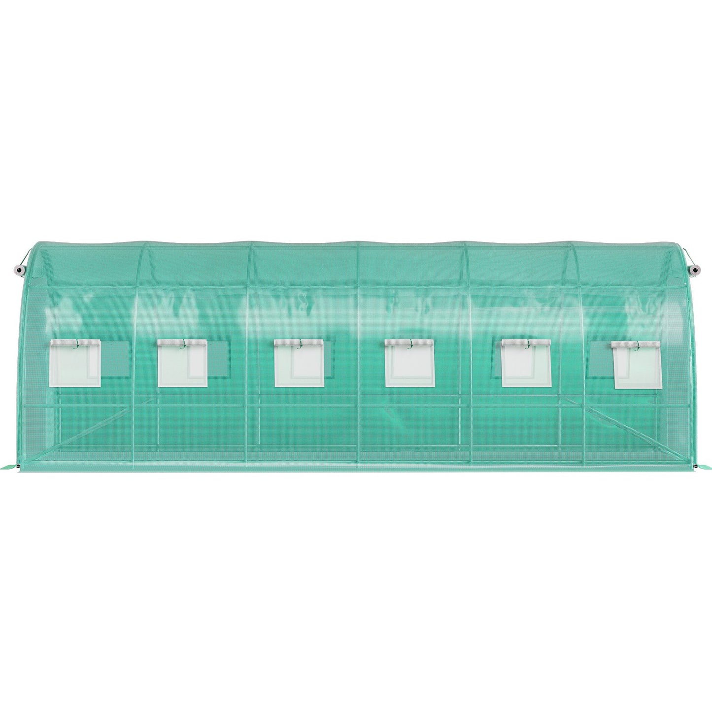 Tunnelväxthus med gångavstånd, 609,6 x 304,8 x 213,4 cm, portabelt växthus med galvaniserade stålringar, 3 toppbalkar, 4 diagonala stänger, 2 dörrar med dragkedja och 12 rullfönster, grönt