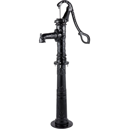 Hand Water Pump with Stand, 40 x 23.9 x 135 cm(15.7 x 9.4 x 53.1 inch) Pitcher Pump & 66 cm(26 inch) Pump Stand with Pre-set 12.7 mm(1/2") Holes for Easy Installation, Rustic Cast Iron Well Pump for Yard, Garden, Farm Irrigation,Black