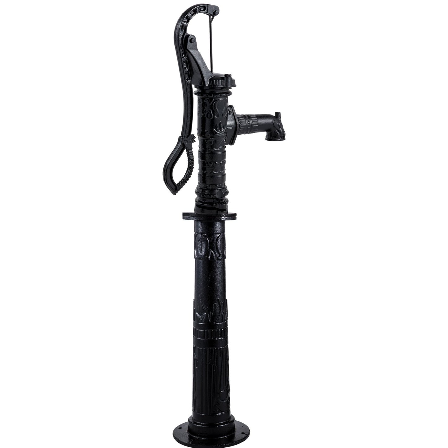 Hand Water Pump with Stand, 40 x 23.9 x 135 cm(15.7 x 9.4 x 53.1 inch) Pitcher Pump & 66 cm(26 inch) Pump Stand with Pre-set 12.7 mm(1/2") Holes for Easy Installation, Rustic Cast Iron Well Pump for Yard, Garden, Farm Irrigation,Black