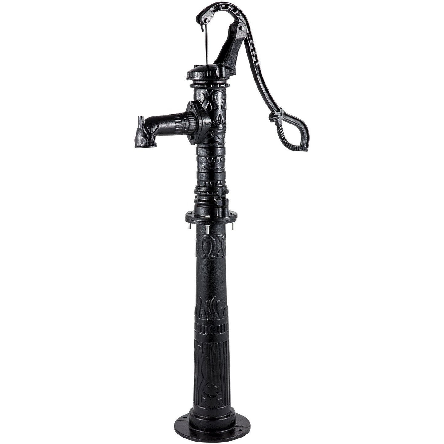 Hand Water Pump with Stand, 40 x 23.9 x 135 cm(15.7 x 9.4 x 53.1 inch) Pitcher Pump & 66 cm(26 inch) Pump Stand with Pre-set 12.7 mm(1/2") Holes for Easy Installation, Rustic Cast Iron Well Pump for Yard, Garden, Farm Irrigation,Black