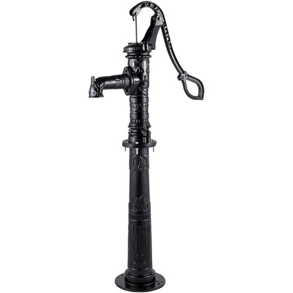 Hand Water Pump with Stand, 40 x 23.9 x 135 cm(15.7 x 9.4 x 53.1 inch) Pitcher Pump & 66 cm(26 inch) Pump Stand with Pre-set 12.7 mm(1/2") Holes for Easy Installation, Rustic Cast Iron Well Pump for Yard, Garden, Farm Irrigation,Black
