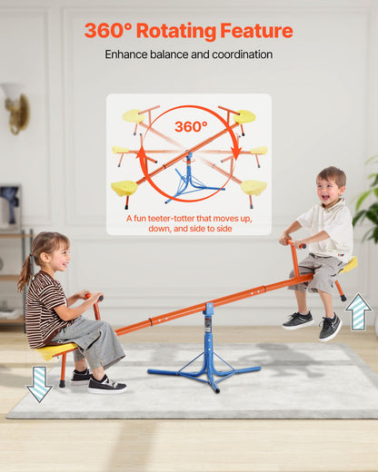 Barngungbräda, 45,4 kg lastkapacitet per sits, gungande gung med 3-stifts stödben, lekplatsutrustning för barn, vridbar 360 grader roterande för barn från 3 år