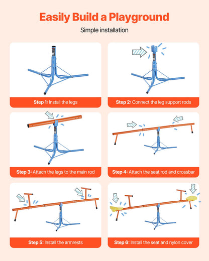 Barngungbräda, 45,4 kg lastkapacitet per sits, gungande gung med 3-stifts stödben, lekplatsutrustning för barn, vridbar 360 grader roterande för barn från 3 år