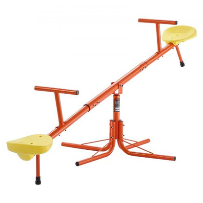 Kids Seesaw, 45.4 kg Load Capacity per Seat, Sit and Spin Teeter Totter with 4-prong Support Legs, Kids Outdoor Playground Equipment, Swiveling 360 Degrees Rotating for Children Aged 3+