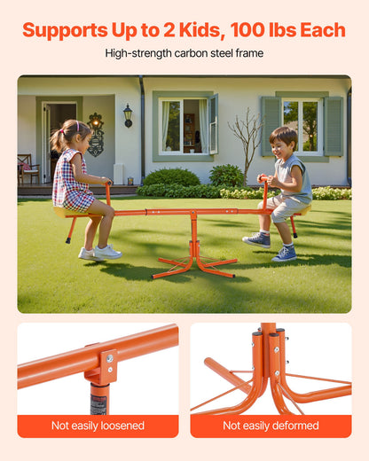 Kids Seesaw, 45.4 kg Load Capacity per Seat, Sit and Spin Teeter Totter with 4-prong Support Legs, Kids Outdoor Playground Equipment, Swiveling 360 Degrees Rotating for Children Aged 3+