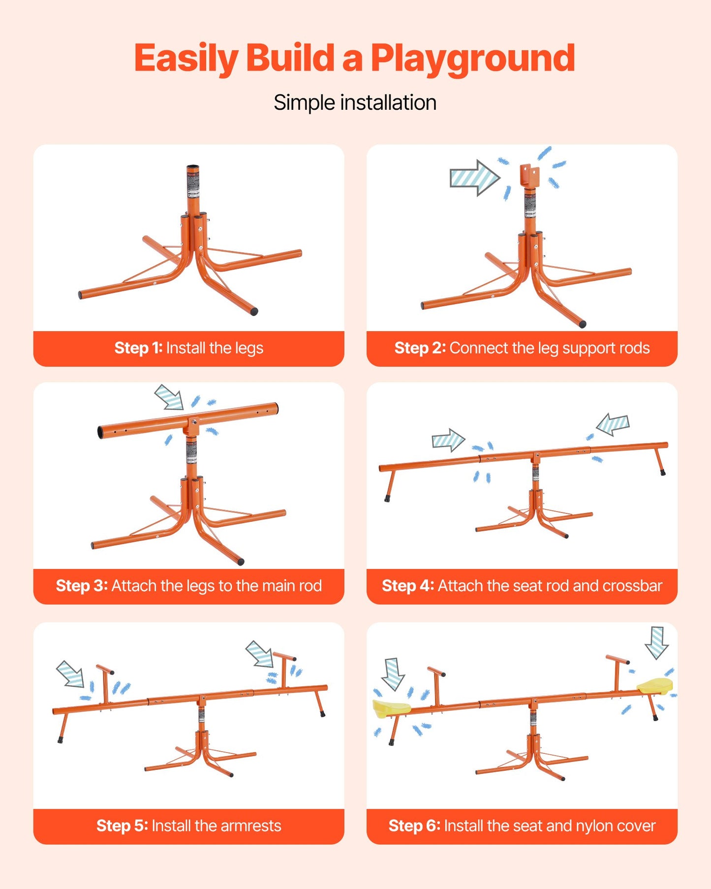 Kids Seesaw, 45.4 kg Load Capacity per Seat, Sit and Spin Teeter Totter with 4-prong Support Legs, Kids Outdoor Playground Equipment, Swiveling 360 Degrees Rotating for Children Aged 3+