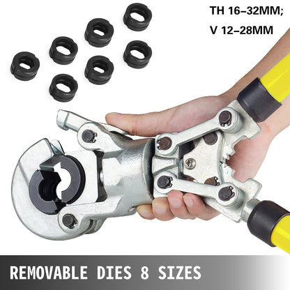 Copper Pipe Crimper Plumbing Crimping Tool V 12-28mm, Pressing Tongs Copper Pipe Crimper Crimping Tool TH 16-32mm Jaws 360° Head