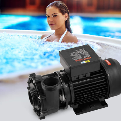 2 Speed SPA Pump, 56-Frame, Dual-Speed Hot Tub SPA Pump, 1600W / 39 m³/h / 15 m High Speed or 400W / 19 m³/h / 3.9 m Low Speed, 2" Port 90° Rotational Interface for Hot Tub, TÜV Certification
