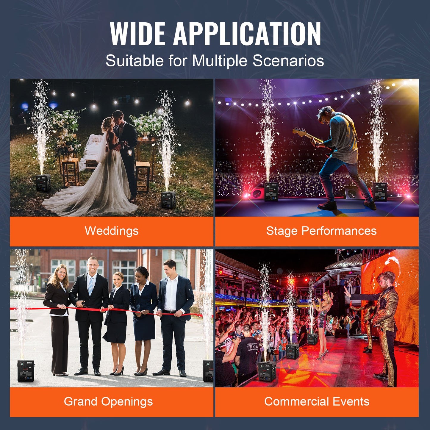 Cold Spark Machine, 500W Output Fireworks Controller, 6.6-13ft Adjustable Height, with Advanced DMX System,LED Screen,Portable Handle, HeavyDuty Aluminum Alloy for Stage DJ Wedding Event,Party