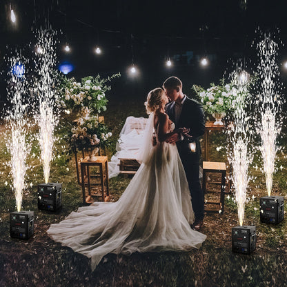 Cold Spark Machine, 4 Pack 500W Output Fireworks Controllers, 6.6-13ft Adjustable Height, with Advanced DMX System,LED Screen,Portable Handle, Aluminum Alloy for Stage DJ Wedding Event,Party