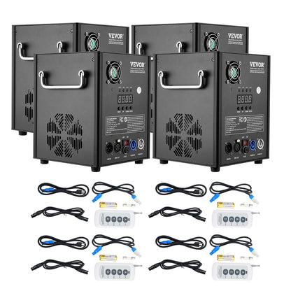 Cold Spark Machine, 4 Pack 500W Output Fireworks Controllers, 6.6-13ft Adjustable Height, with Advanced DMX System,LED Screen,Portable Handle, Aluminum Alloy for Stage DJ Wedding Event,Party