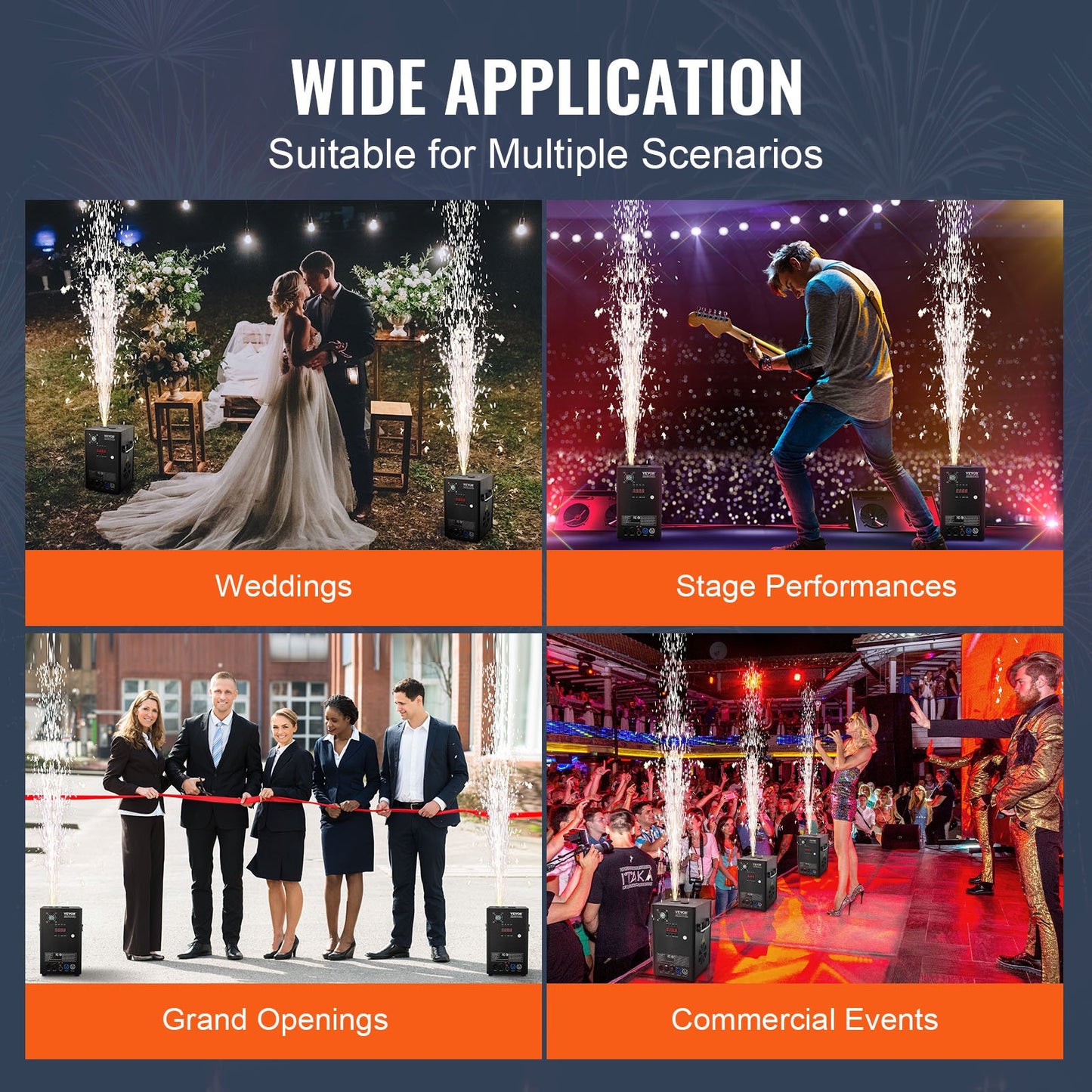 Cold Spark Machine, 700W Output Fireworks Controller, 6.6-16.4ft Adjustable Height, with Advanced DMX System,LED Screen,Portable Handle,HeavyDuty Aluminum Alloy for Stage DJ Wedding Event,Party