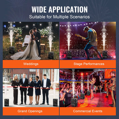 Cold Spark Machine, 700W Output Fireworks Controller, 6.6-16.4ft Adjustable Height, with Advanced DMX System,LED Screen,Portable Handle,HeavyDuty Aluminum Alloy for Stage DJ Wedding Event,Party