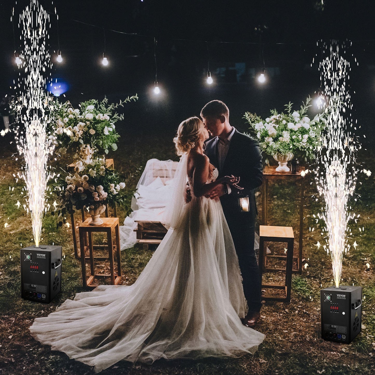 Cold Spark Machine, 2 Pack 700W Output Fireworks Controllers, 6.6-16.4ft Adjustable Height, with Advanced DMX System,LED Screen,Portable Handle, Aluminum Alloy for Stage DJ Wedding Event,Party