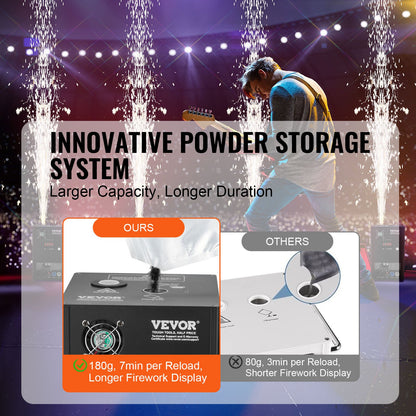 Cold Spark Machine, 4 Pack 700W Output Fireworks Controllers, 6.6-16.4ft Adjustable Height, with Advanced DMX System,LED Screen,Portable Handle, Aluminum Alloy for Stage DJ Wedding Event,Party