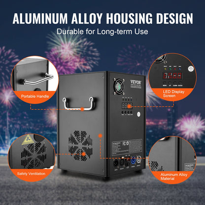 Cold Spark Machine, 4 Pack 700W Output Fireworks Controllers, 6.6-16.4ft Adjustable Height, with Advanced DMX System,LED Screen,Portable Handle, Aluminum Alloy for Stage DJ Wedding Event,Party