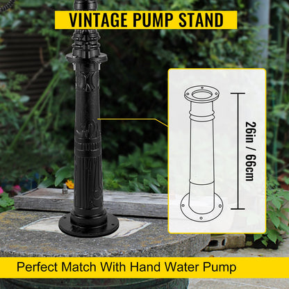 Antique Hand Water Pump Stand Pitcher Pump Stand Cast Iron Well Pump Stand with Pre-set 13 mm(0.5") Holes for Easy Installation Old Fashion Pitcher Hand Pump Stand for Home Yard Pond Garden Outdoors Bl