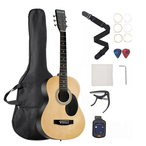 36 in / 914,4 mm Dreadnought Acoustic Guitar Natural Beginner Bundle Gig Bag for Teen