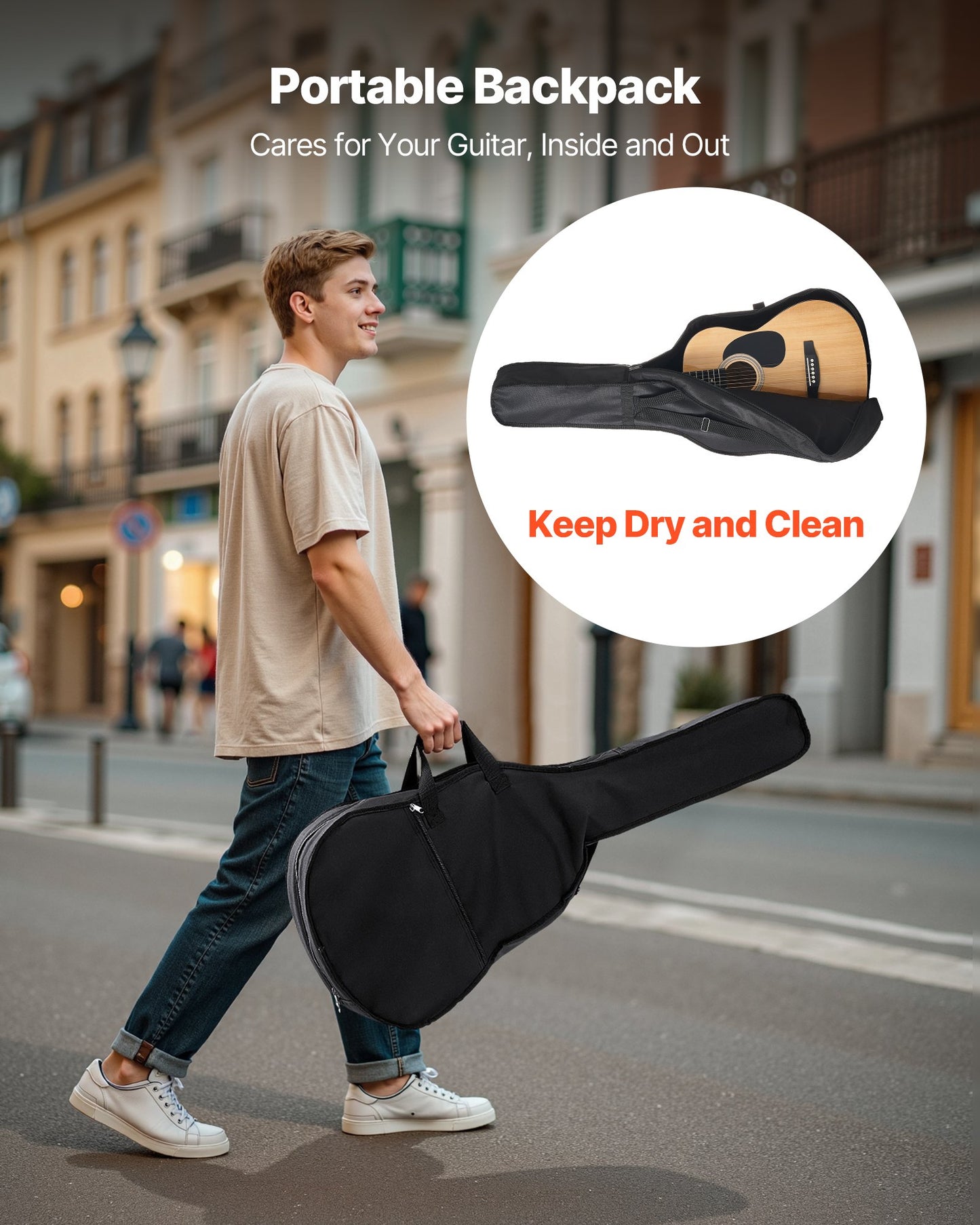 36 in / 914,4 mm Dreadnought Acoustic Guitar Natural Beginner Bundle Gig Bag for Teen