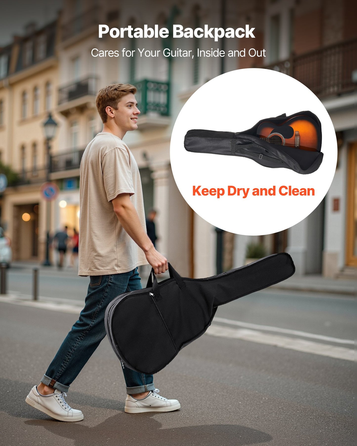 40 in / 1016 mm Dreadnought Acoustic Guitar Beginner Bundle Gig Bag Adult Sunburst