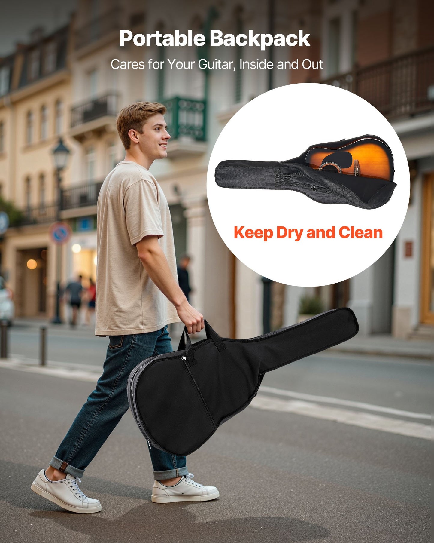 41 in / 1041.4 mm Dreadnought Acoustic Guitar Beginner Bundle Gig Bag Adult Sunburst