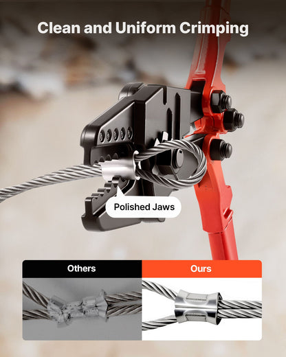 24 Inch Hand Swager Crimper 5 Cavity 1/16 to 3/16inch Swaging Tool for Copper Aluminum Oval Sleeves and Stop Sleeves Wire Rope Crimping Tool Propress Swage Tool Long Handle Labor Save