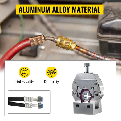 71550 Portable Manual Hydraulic Pipe Press Hose Crimping Tool and Repaire Crimper Tools Manually Operated A/C Hose Crimper Tool Kit Durable with 4 Dies for Car Air Conditioner