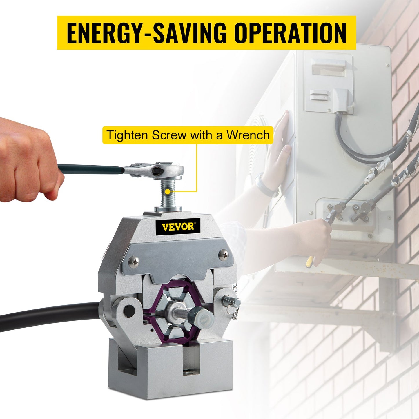 71550 Portable Manual Hydraulic Pipe Press Hose Crimping Tool and Repaire Crimper Tools Manually Operated A/C Hose Crimper Tool Kit Durable with 4 Dies for Car Air Conditioner