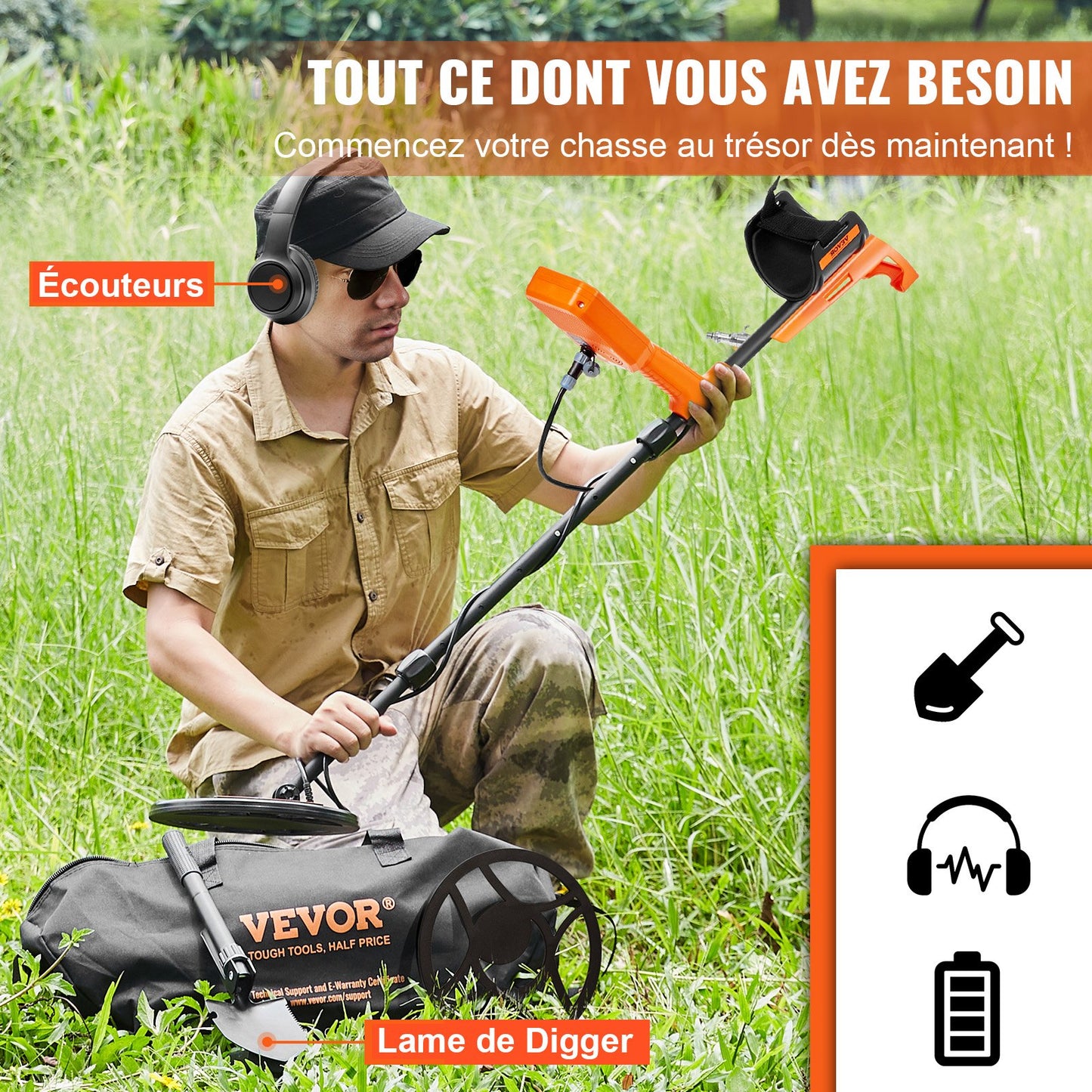 Waterproof Metal Detector, 30.5 cm Coil, Professional Rechargeable Gold Detector, 99-127 cm Adjustable with LCD 7 Modes Advanced DSP Chip Bluetooth Headset, IP68 for Detecting Gold Treasure Hunting