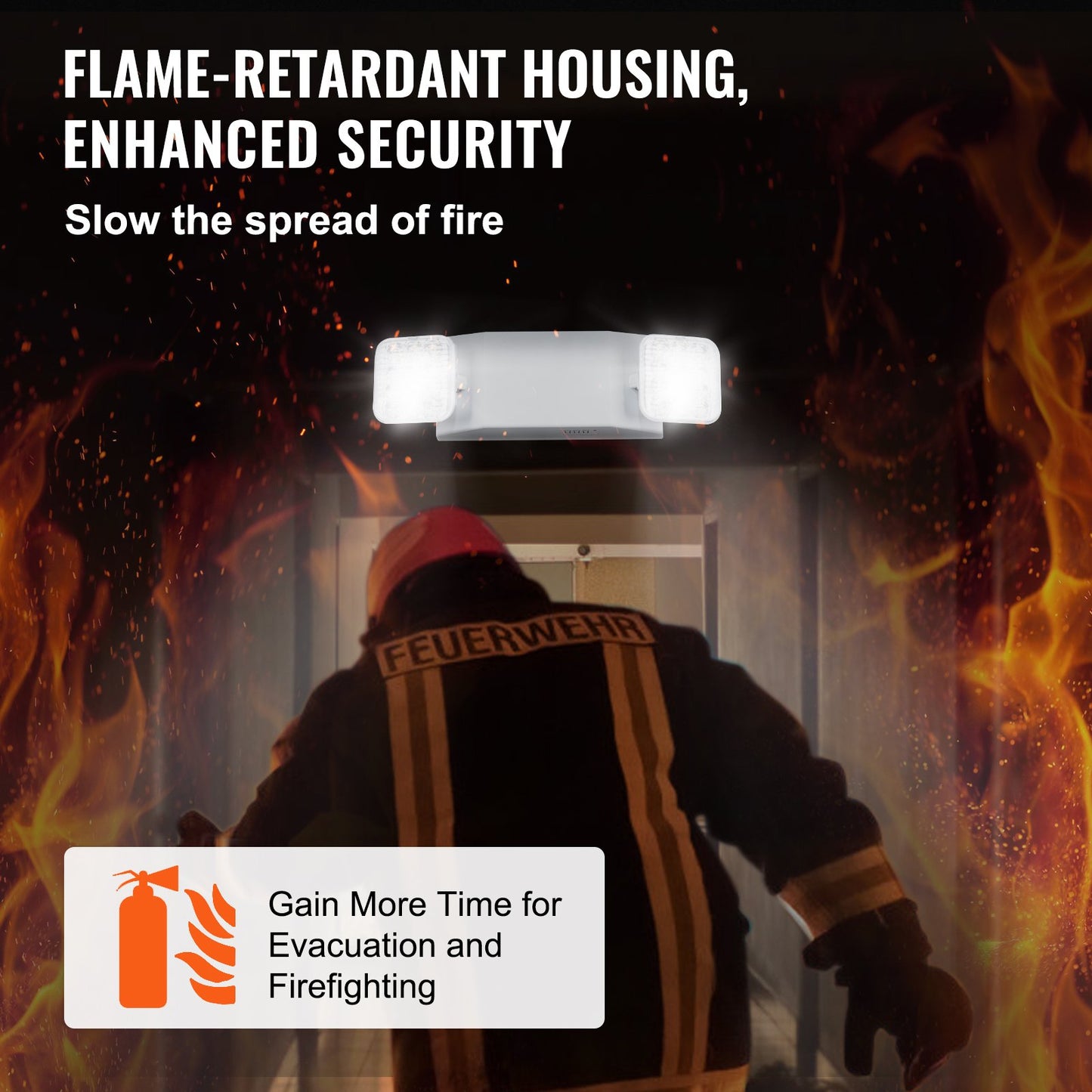 12-pack kommersiella nödbelysningar, 3W, vita LED-nödutgångsbelysningar med 180 minuters backupbatteri, justerbart fyrkantigt huvud med 2 LED-lampor, tak- eller väggmontering för strömavbrott i företag