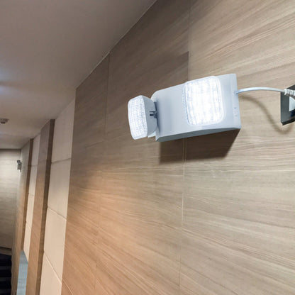 12-pack kommersiella nödbelysningar, 3W, vita LED-nödutgångsbelysningar med 180 minuters backupbatteri, justerbart fyrkantigt huvud med 2 LED-lampor, tak- eller väggmontering för strömavbrott i företag