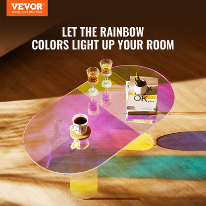 Soffbord i akryl, skimrande sidobord i akryl, 33 cm högt, färgglatt sidobord i akryl, för kaffe, dryck, mat och snacks, för vardagsrum, innergård och terrass