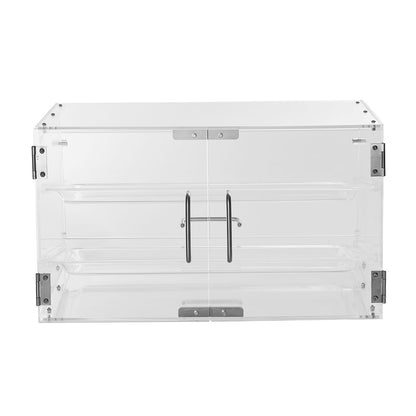 Pastry Display Case, 2-Tier Commercial Countertop Bakery Display Case, Acrylic Display Box with Rear Door Access & Removable Shelves, Keep Fresh for Donut Bagels Cake Cookie, 52.6 x 33.5 x 30.2 cm