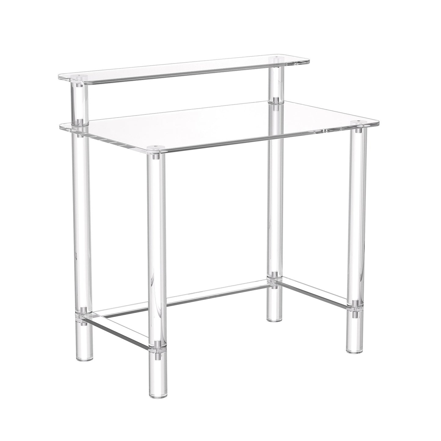 Acrylic Table, 2 Tiers Clear Office Desk with Monitor Stand, Acrylic Study Computer Desk, Modern Side End Table Nightstand for Bedroom, Office, Study, Cloakroom, 50 x 80 x 88 cm (Clear)