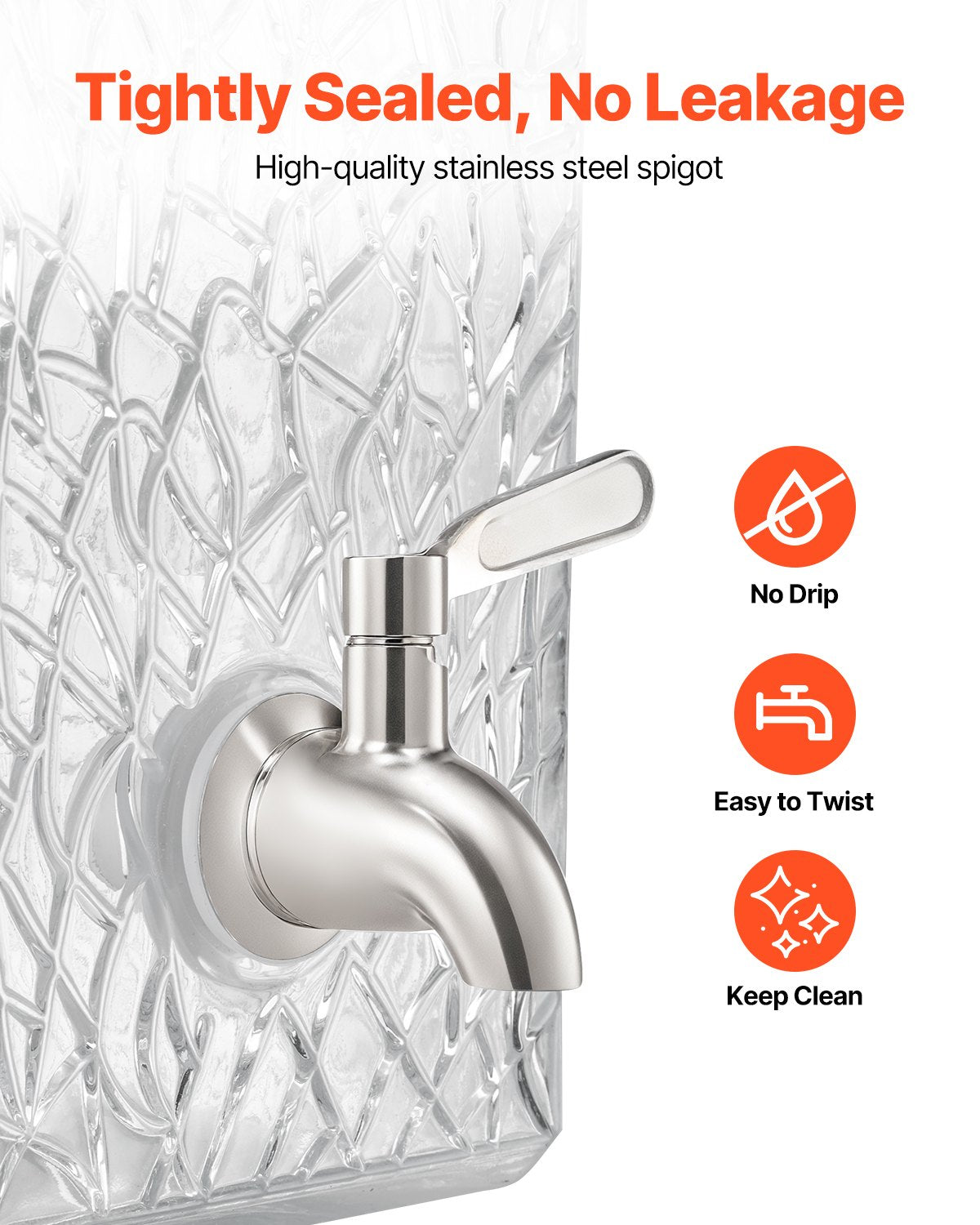 Beverage Dispenser, 10L Drink Dispensers for Parties, Glass Juice Dispenser with Metal Stand, Stainless Steel Spigot, Iced Tea Lemonade Juice Water Dispensers for Parties