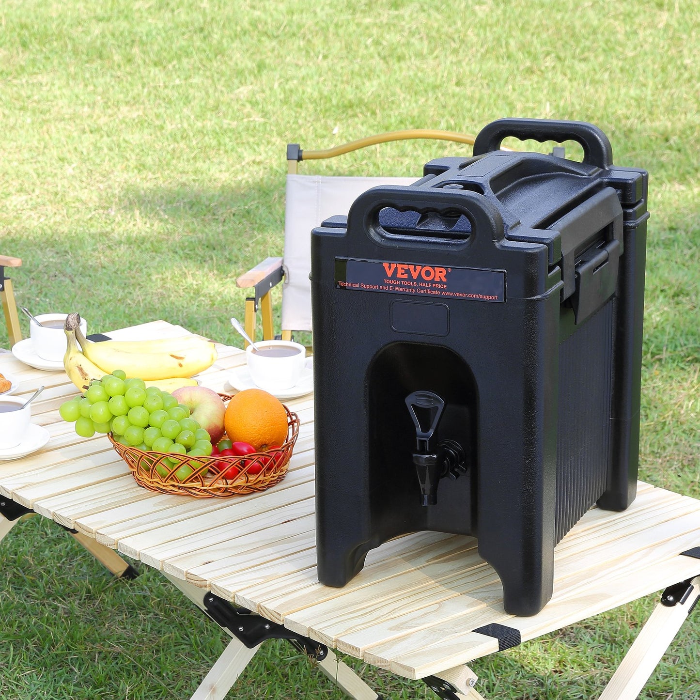 Insulated Beverage Dispenser, 9.5 L, Food-grade LDPE Hot and Cold Beverage Server, Thermal Drink Dispenser Cooler with 2.3 cm PU Layer Two-Stage Faucet Handle, for Restaurant Drink Shop