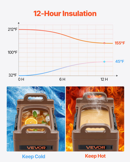 Insulated Beverage Dispenser, 5 Gal/19L Hot and Cold Beverage Server with Spigot & Handle, Food-Grade Thermal Drink Dispenser Cooler for Tea Coffee Water in Cafes & Restaurants, Brown