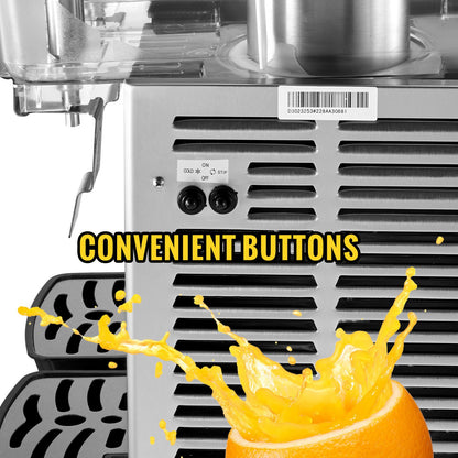 Commercial Cold Beverage Dispenser Stainless Steel Fruit Juice Beverage Dispensers 2 Tanks 6.4 Gallon Ice Tea Drink Dispenser Equipped with Thermostat Controller