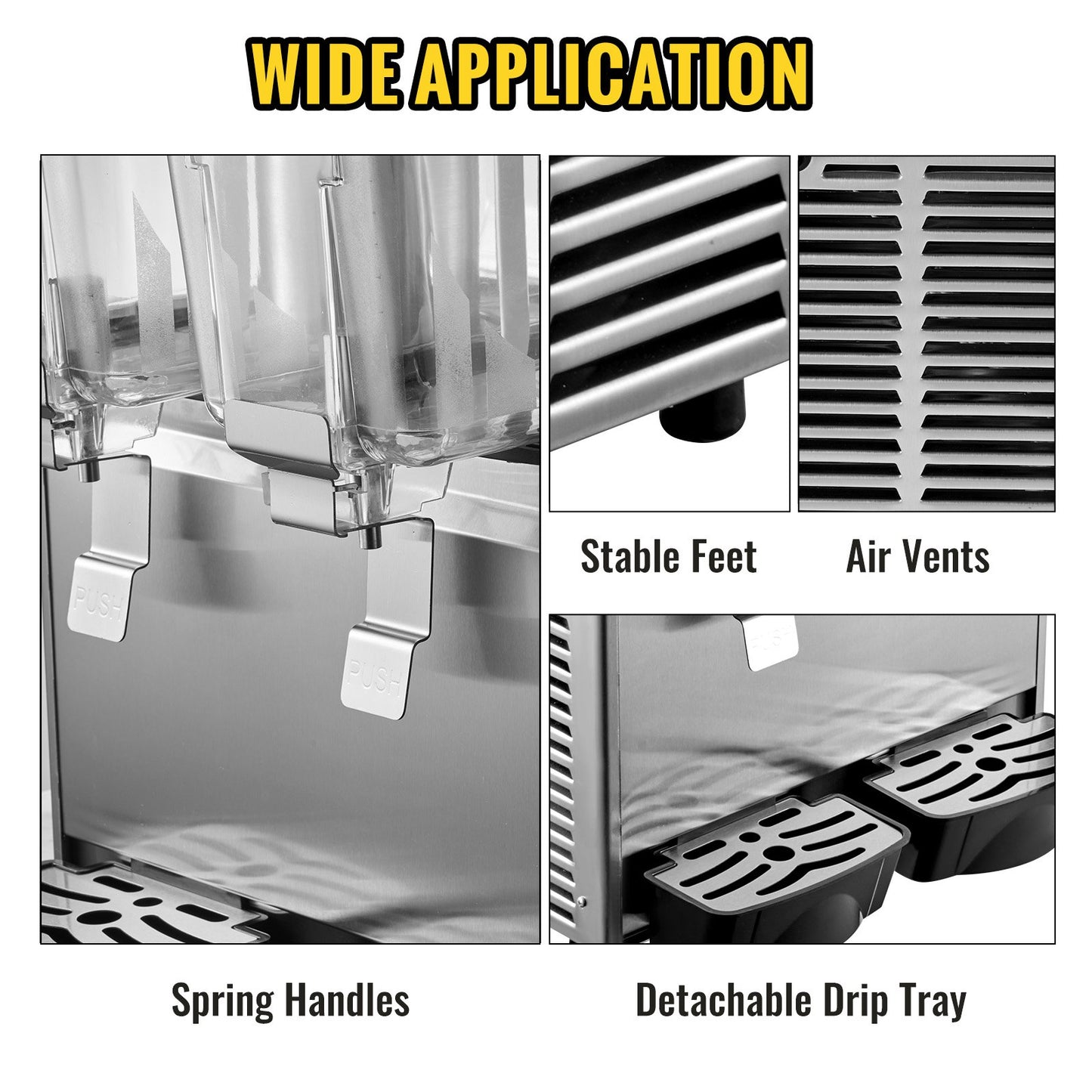 Commercial Cold Beverage Dispenser Stainless Steel Fruit Juice Beverage Dispensers 2 Tanks 6.4 Gallon Ice Tea Drink Dispenser Equipped with Thermostat Controller