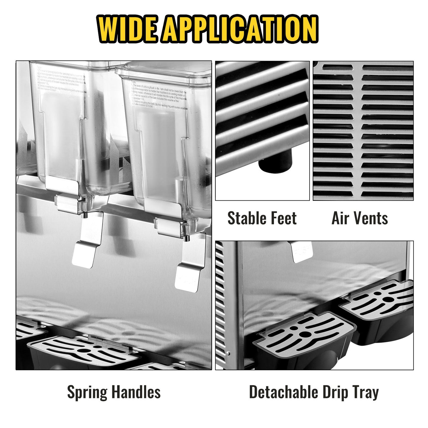 Commercial Cold Beverage Dispenser Stainless Steel Fruit Juice Beverage Dispensers 3 Tanks 36.3 L Ice Tea Drink Dispenser Equipped with Thermostat Controller