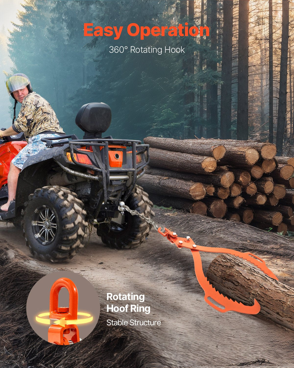 32-tums timmerlyfttång, timmertång med 2 klor, kraftig stålgrip, lyftkapacitet 1543 kg, svängbar timmergripare, Eagle Claw-design, timmersläptång för lastbilar, traktorer, gaffeltruckar