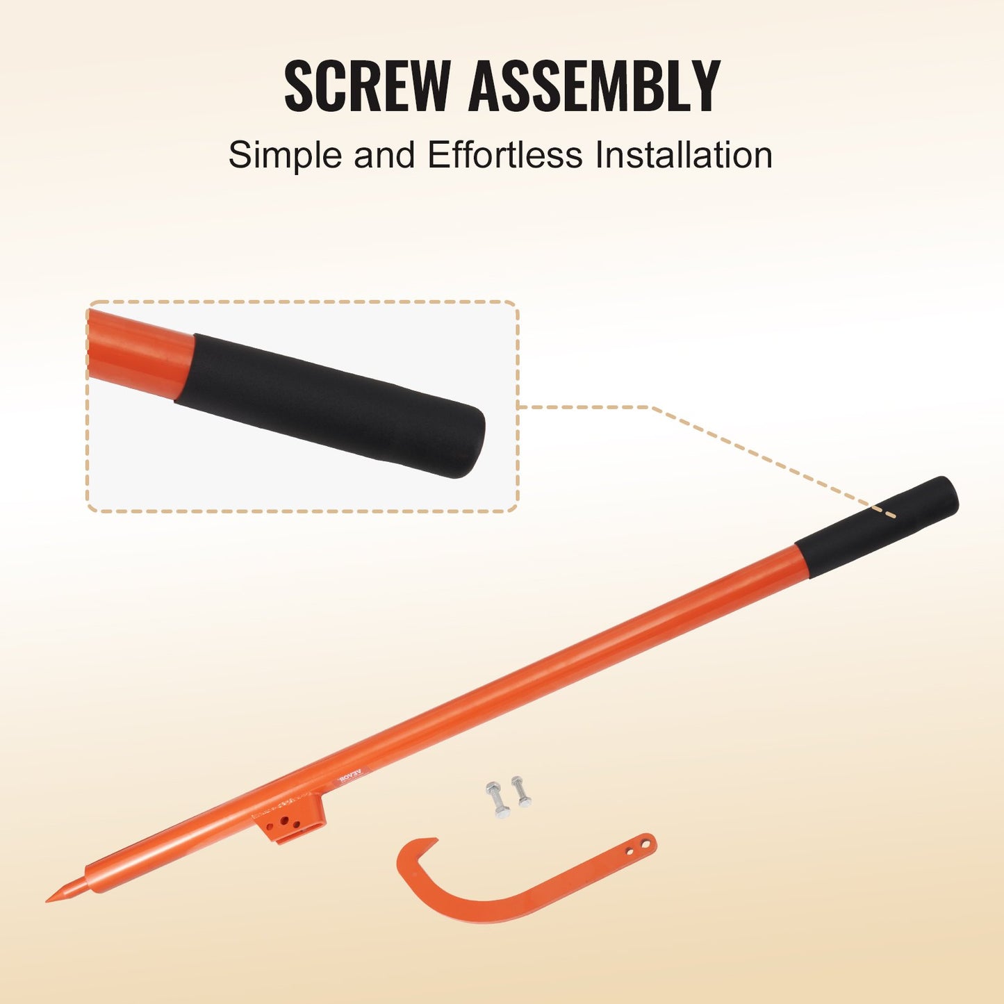 Log Peavey, 46.5 in, Metal Handle Log Lifter, Heavy Duty Log Roller with Max 19 in Opening, Rust-Resistant Log Jack Cant Hook, Felling Log Roller Tool for Rolling, Raising, Turning Logs