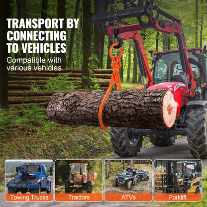 Timmerlyftång, 18 tums lyfttång med 2 klor, kraftig lifttång i stål, 350 kg lastkapacitet, verktyg för att lyfta, hantera, dra och bära stockar