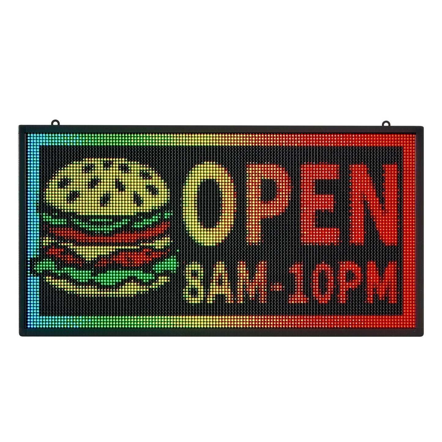 Programmable LED Sign, P5 Full Color Flexible Digital Scrolling Panel, DIY Custom Text Pattern GIF Display, Bluetooth APP Control Message Board for Store Business Advertising, Indoor 27x14 in