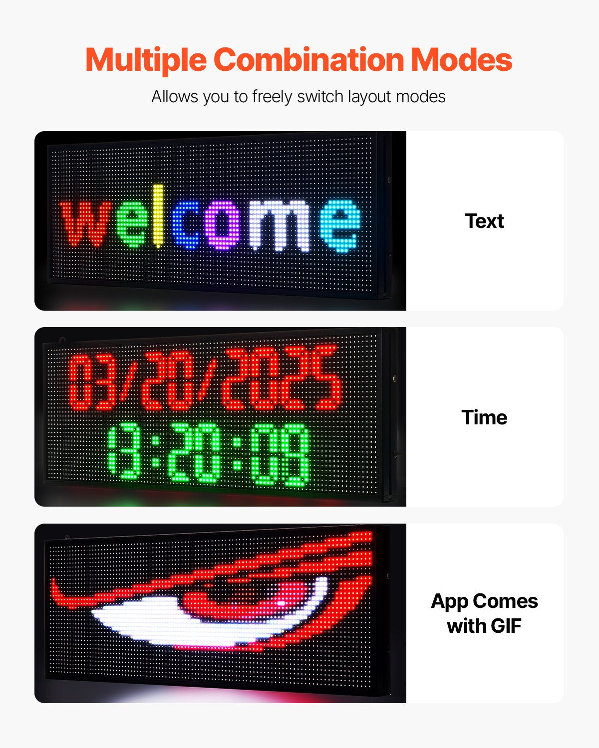 Programmable LED Sign, P10 Full Color Flexible Digital Scrolling Panel, DIY Custom Text Pattern GIF Display Board, Bluetooth APP Control Message Shop Sign for Store Business Advertising, 40x14 in