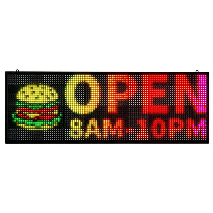 Programmable LED Sign, P10 Full Color Flexible Digital Scrolling Panel, DIY Custom Text Pattern GIF Display Board, Bluetooth APP Control Message Shop Sign for Store Business Advertising, 40x14 in