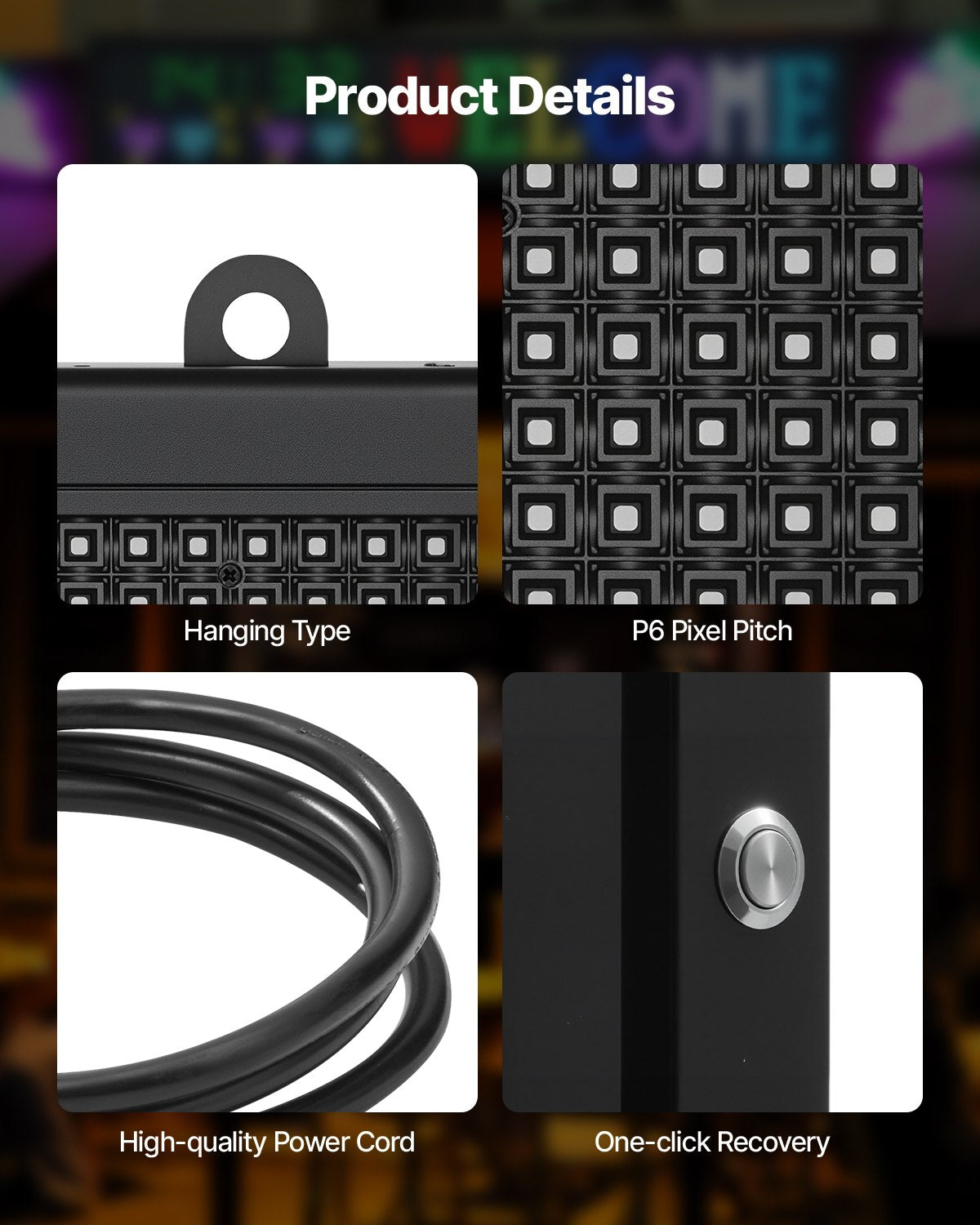 Programmable LED Sign, P6 Full Color Flexible Digital Scrolling Panel, DIY Custom Text Pattern GIF Display Board, Bluetooth APP Control Message Shop Sign for Store Business Advertising, 40x18 in