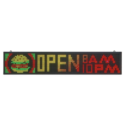 Programmable LED Sign, P10 Full Color Flexible Digital Scrolling Panel, DIY Custom Text Pattern GIF Display Board, Bluetooth APP Control Message Shop Sign for Store Business Advertising, 40x8 in