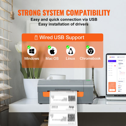 Thermal Label Printer, 203DPI 60pcs/min for 4x6 Mailing Packages, USB Connection & Automatic Label Recognition, Support Windows/MacOS/Linux, Compatible with Amazon, eBay, Etsy, UPS,etc, Gray