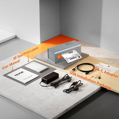 Thermal Label Printer, 203DPI 60pcs/min for 4x6 Mailing Packages, USB Connection & Automatic Label Recognition, Support Windows/MacOS/Linux, Compatible with Amazon, eBay, Etsy, UPS,etc, Gray